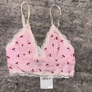 Forever 21 Light Pink Cherry Lace Bralette